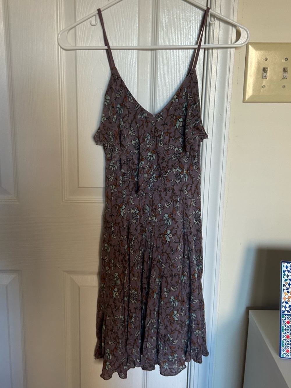 Ecoté Mauve Floral Spaghetti-Strap Dress